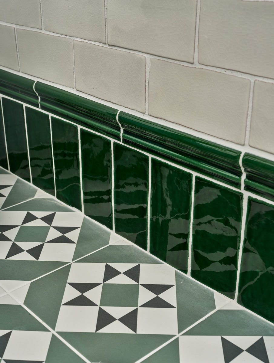 Architectural Mouldings Dado Ceramic Olive Green by Ca'Pietra Olive Green Metro Effect Gloss