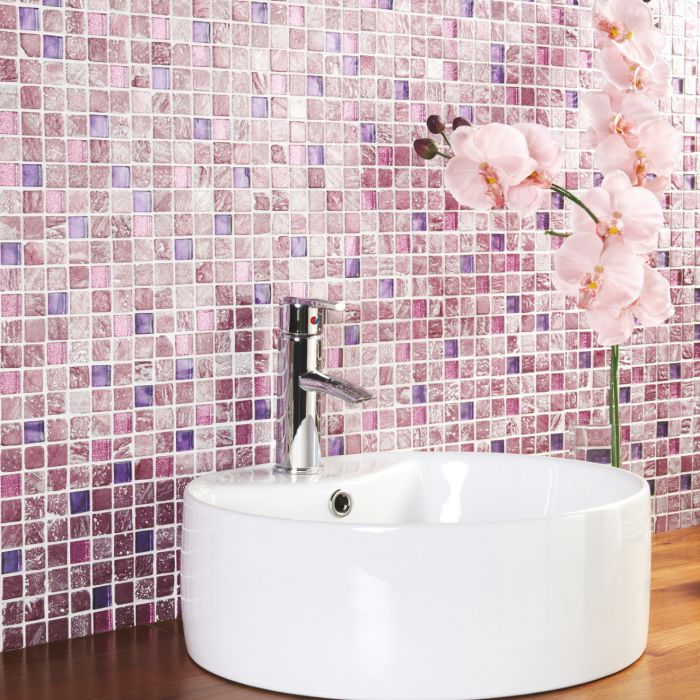 Actamira Glass and Stone Mosaic MultiColour Mosaics Effect Mixed