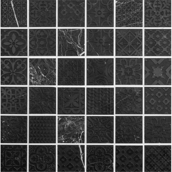 Alto Black Marble Patterned Mosaic