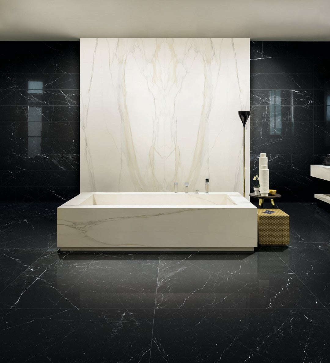 Magnifica Marquinia Natural Black Marble Effect Matt Porcelain Tile