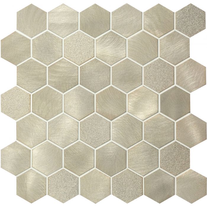 Mimas Gold Mixed Finish Hexagon Mosaic