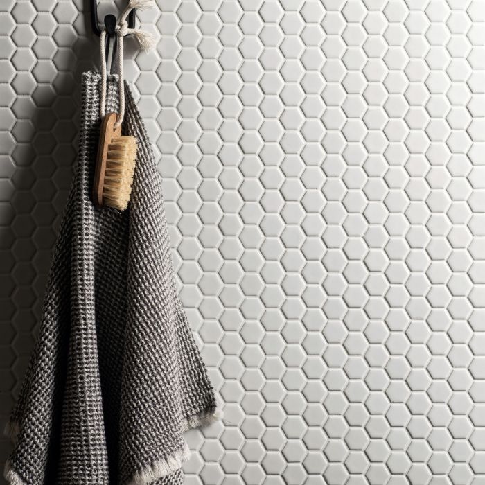 White Honeycomb Floor Mosaic