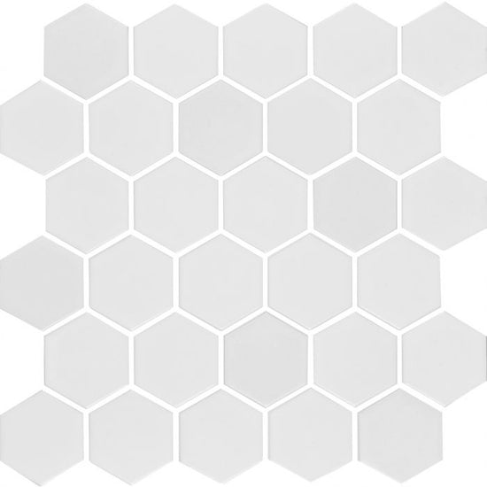 White Large Honeycomb Floor Mosaic