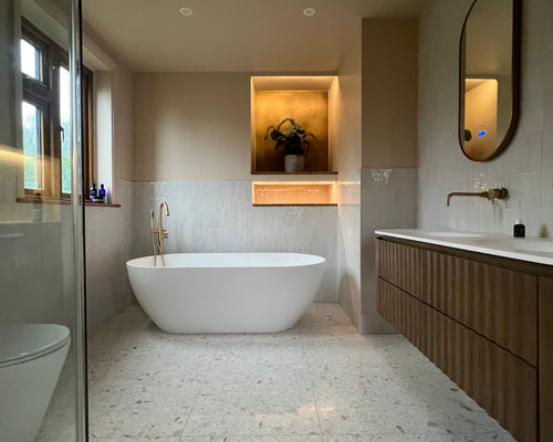 Terrazzi Lecce Honed and Seashell Snow - Bathroom Renovation - South England
