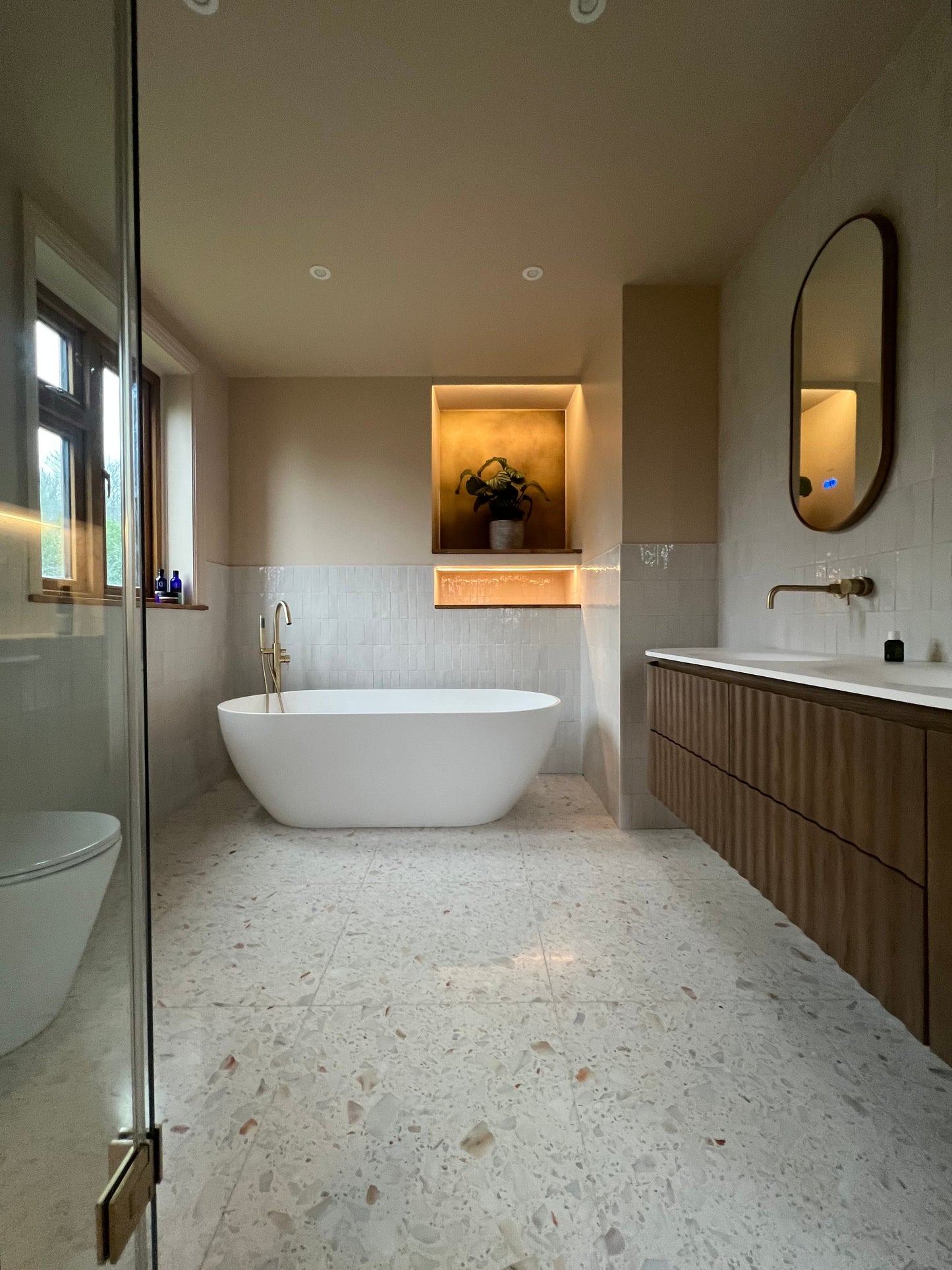 Terrazzi Lecce Honed and Seashell Snow - Bathroom Renovation - South England