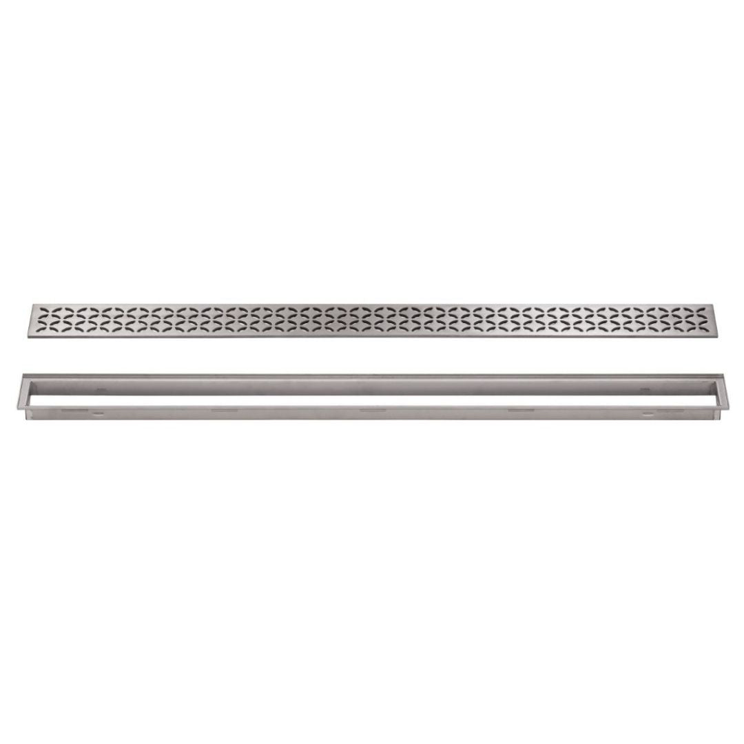 Schluter Kerdi-Line IF-E Floral Design Brushed Stainless Steel Drain and Grate