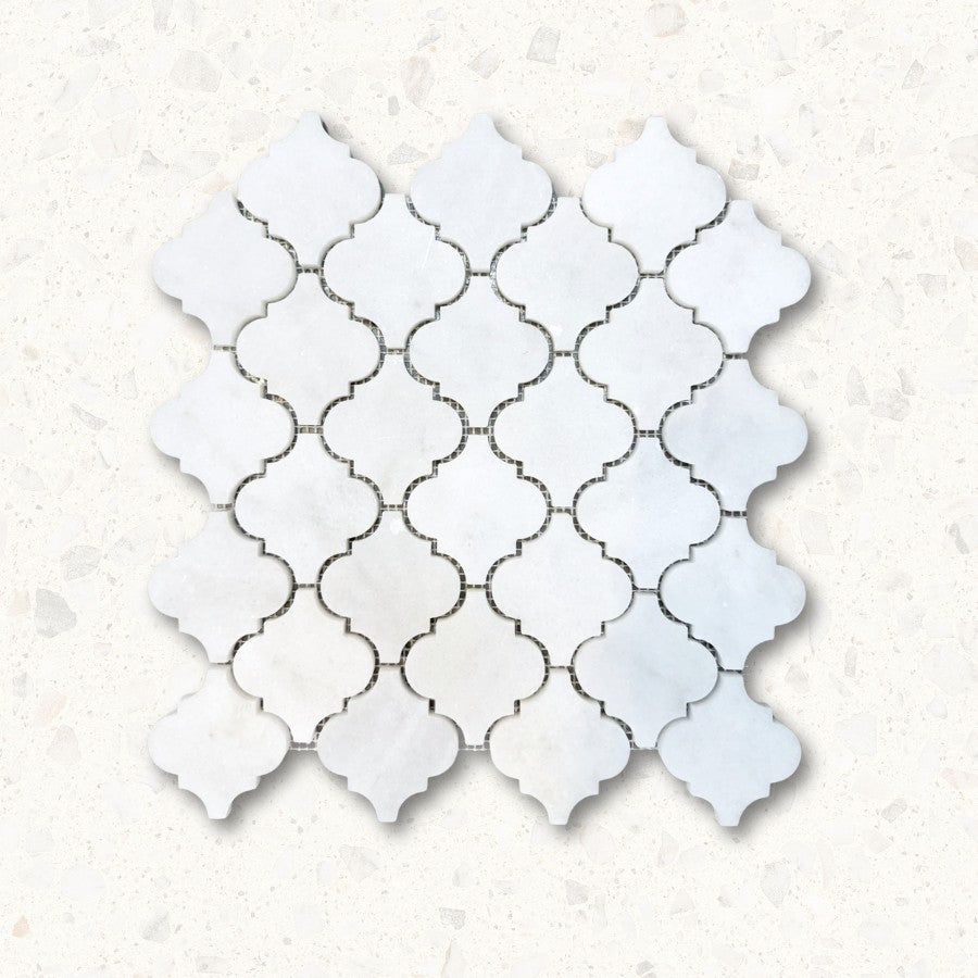 Alpi Carrara Marble Honed Arabesque Mosaic