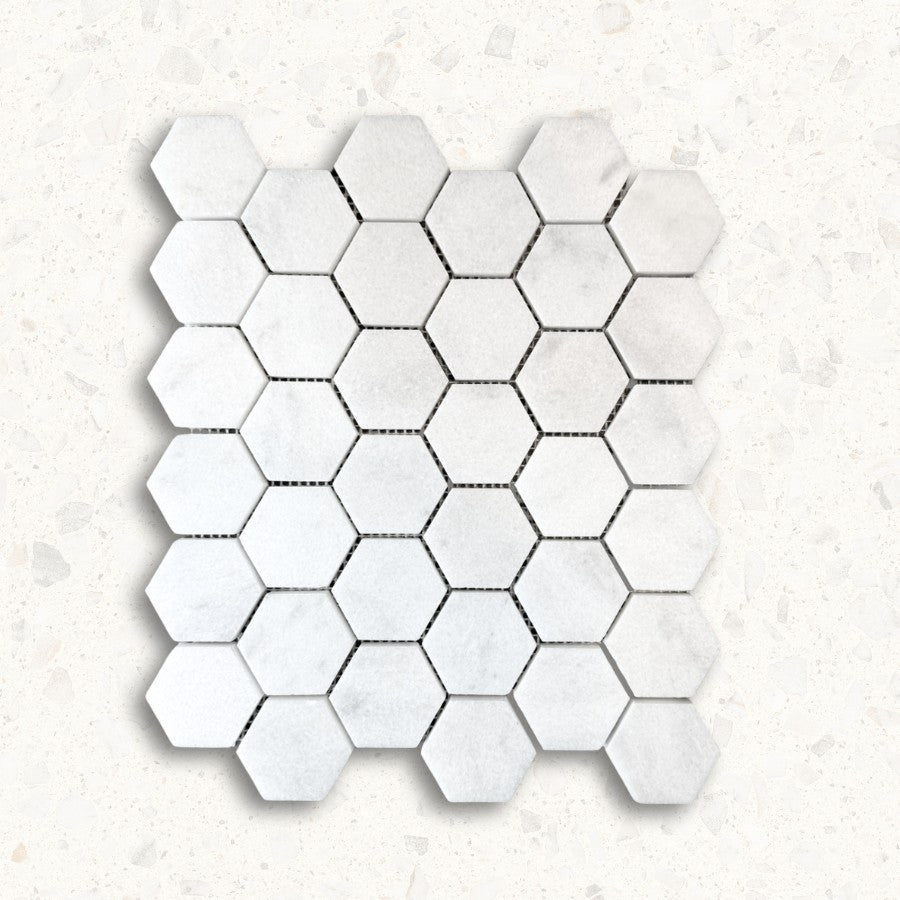 Alpi Carrara Marble Honed Hexagon Mosaic