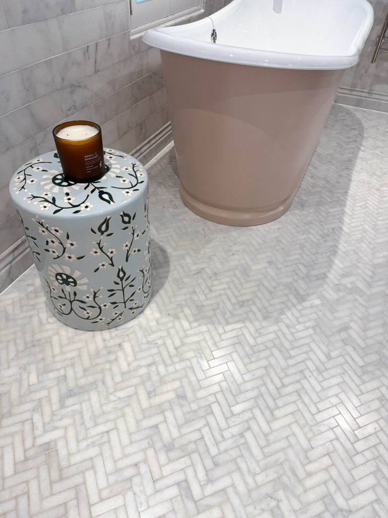 Alpi Carrara Marble Honed Herringbone Mosaic