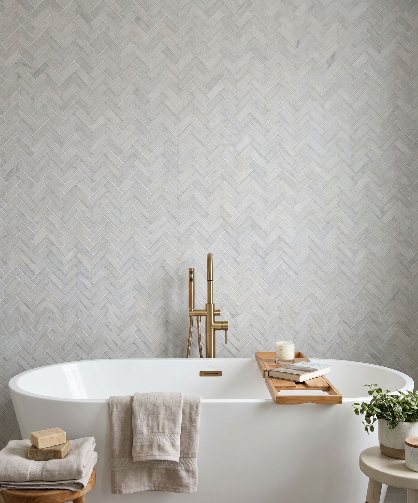 Alpi Carrara Marble Honed Herringbone Mosaic