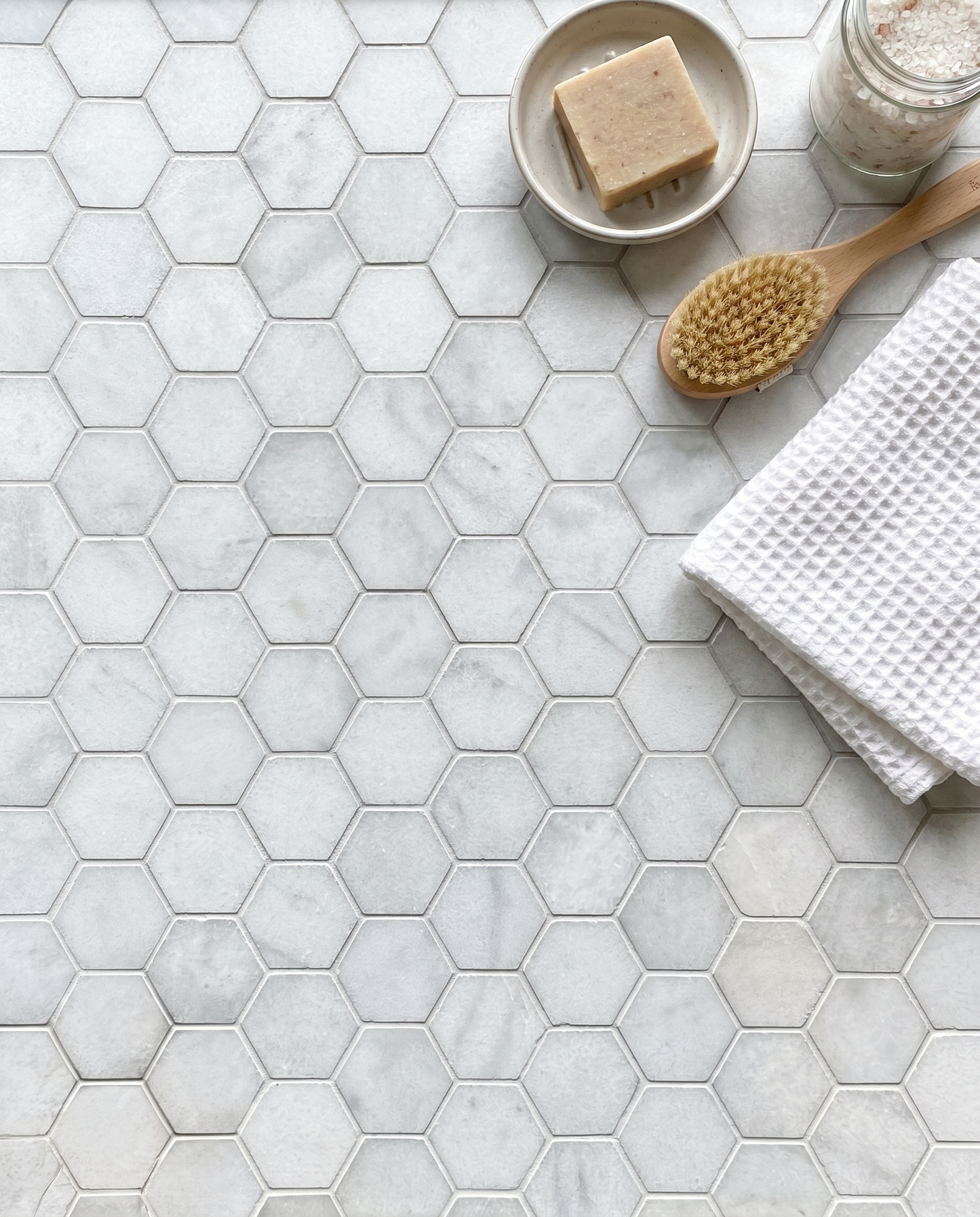 Alpi Carrara Marble Honed Hexagon Mosaic