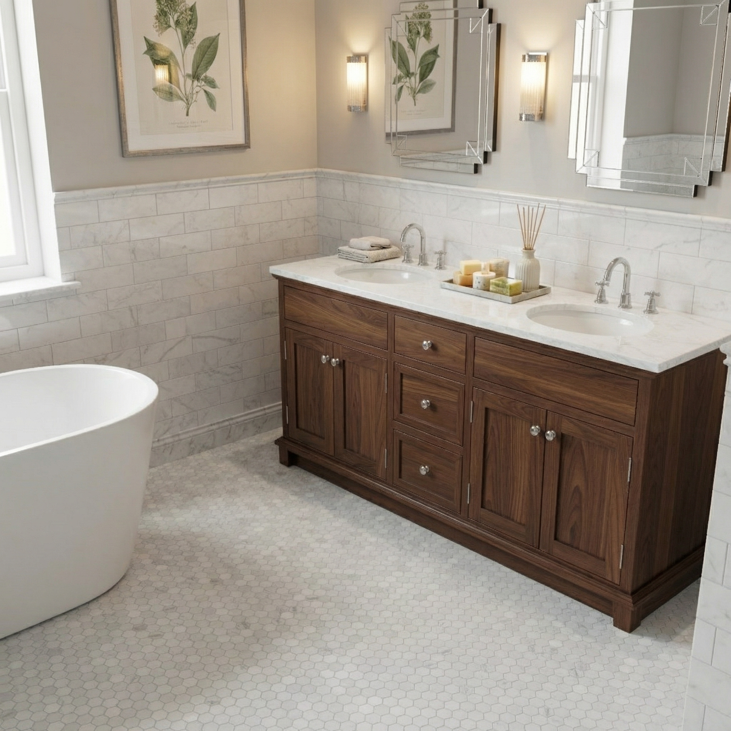 Carrara Marble Hexagon Mosaic Sheet