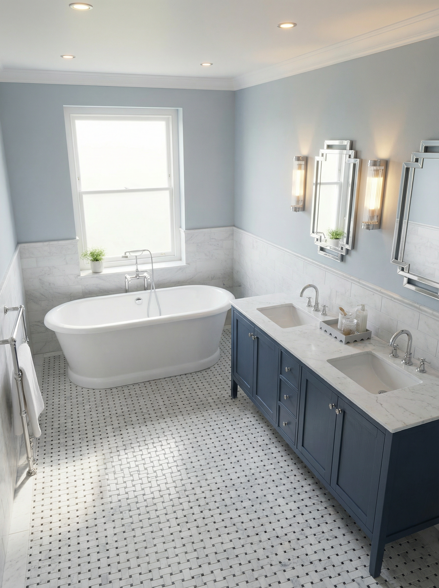 Carrara Marble Basketweave Mosaic