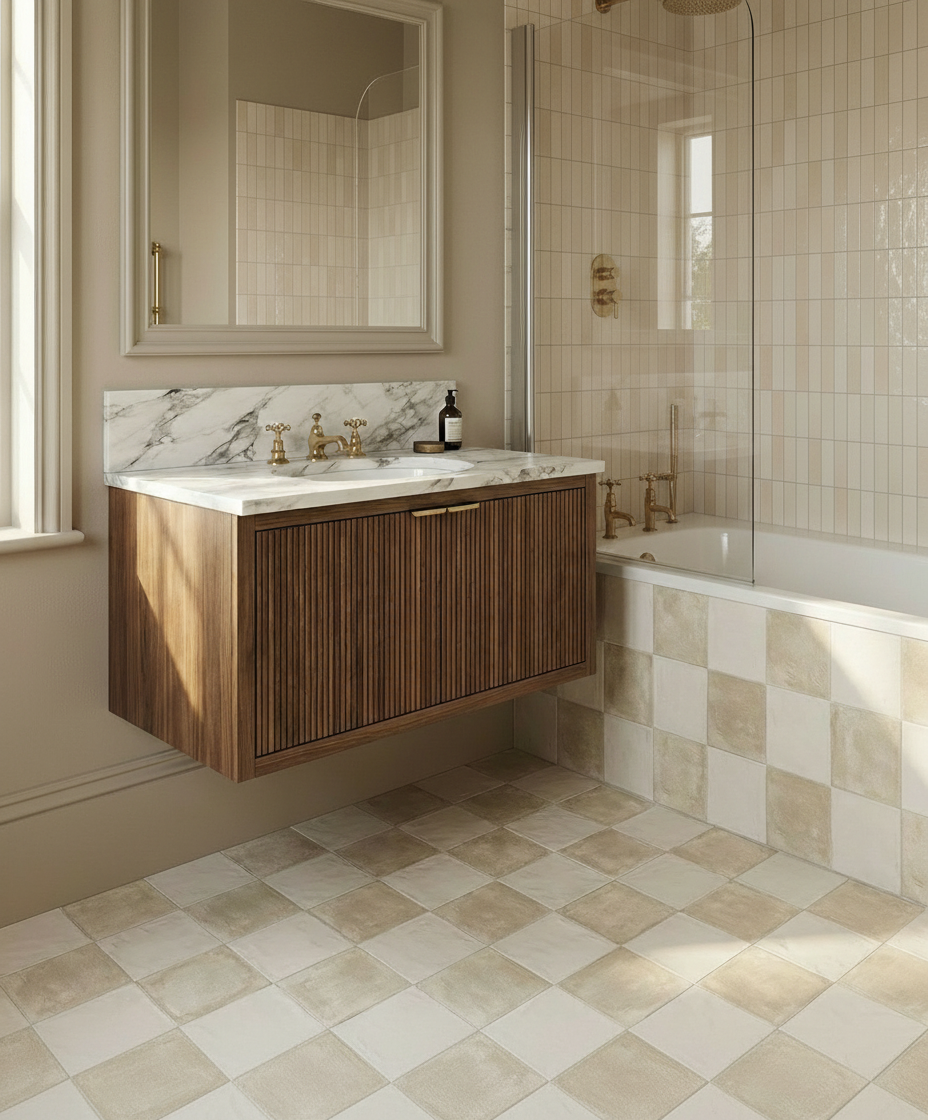 Kiln Avorio And Bianco Assoluto Chequerboard