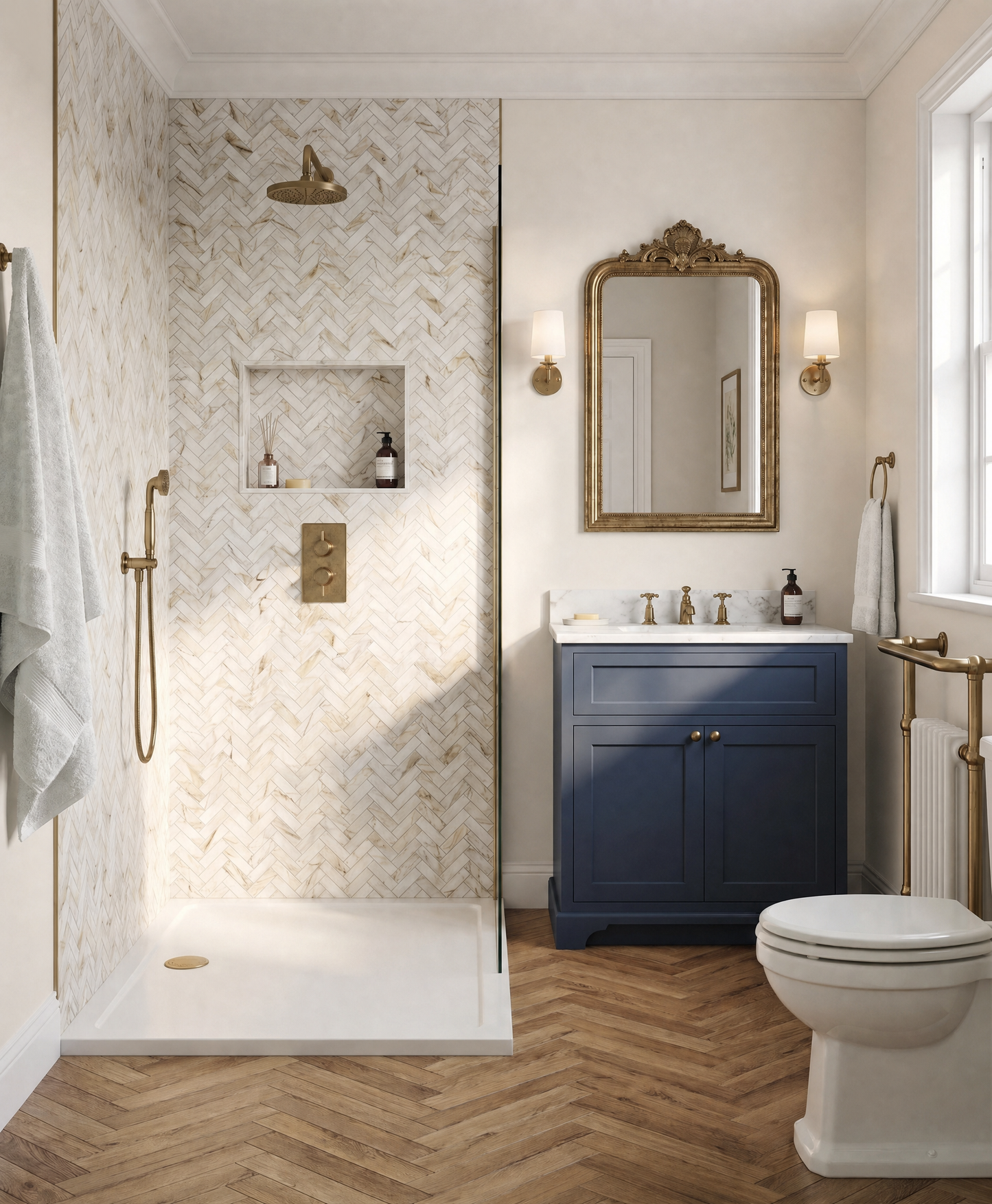 Calacatta Oro Marble Honed Herringbone Mosaic