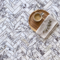 Calacatta Viola Marble Honed Herringbone Mosaic