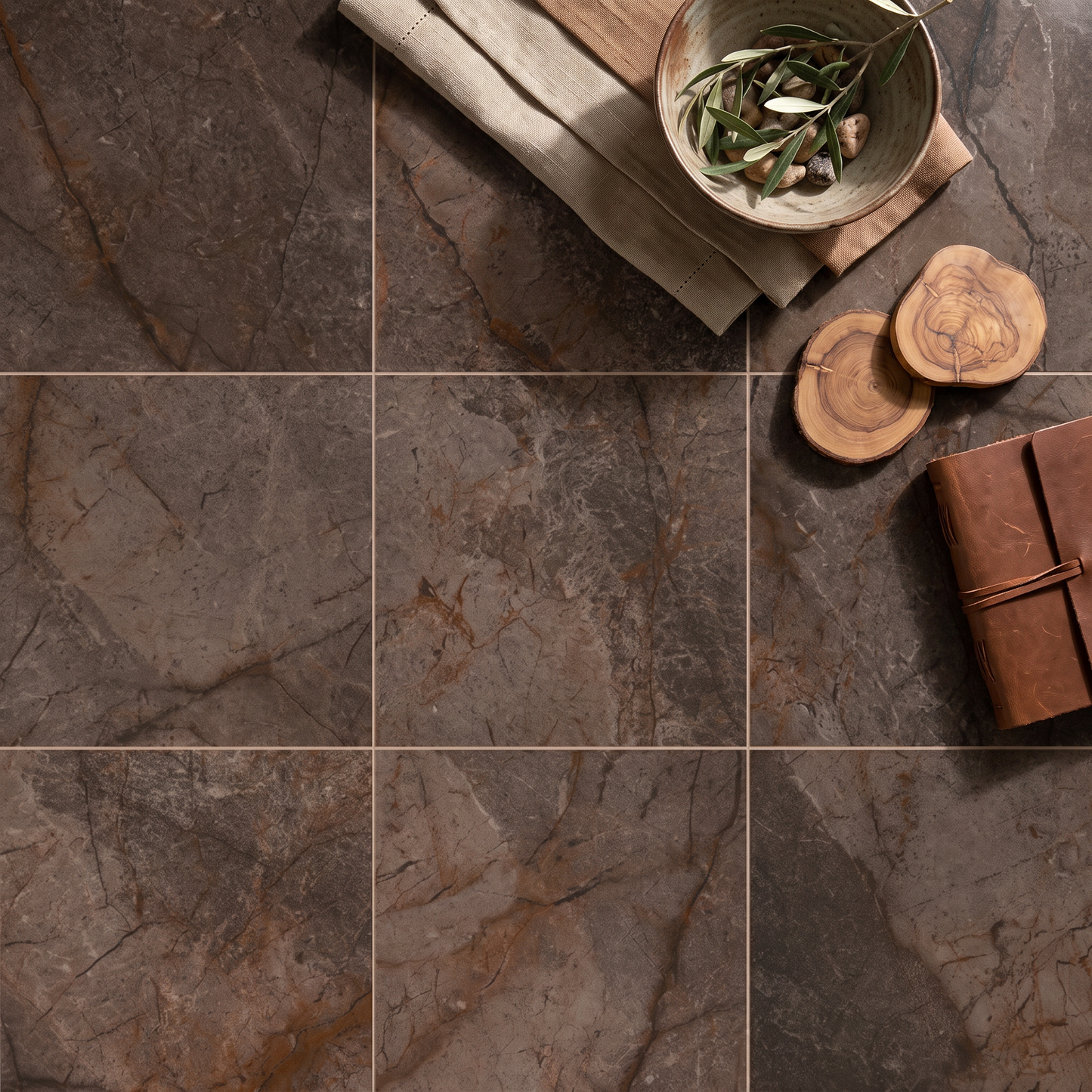 Capri Chocolate Brushed Square Porcelain
