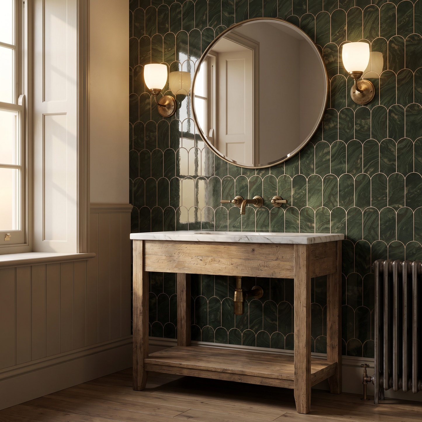 Capri Verde Feather Glossy Ceramic
