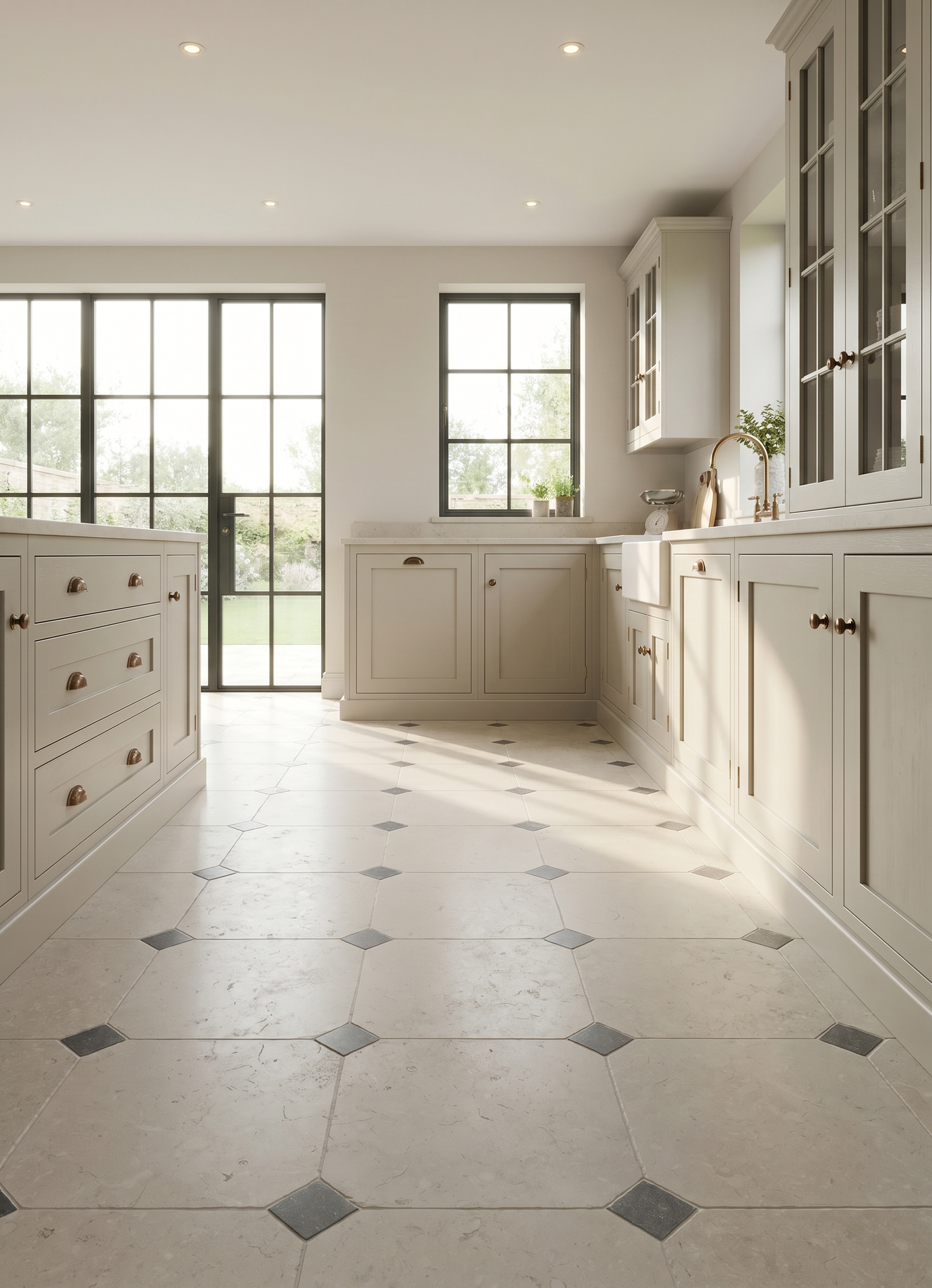 Elsham Limestone Octagon & Dot Tumbled Finish