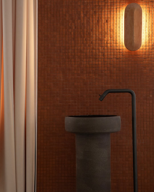 Galestra Mosaic Handmade Terracotta Tumbled Small Square Mesh Backed 20x20mm