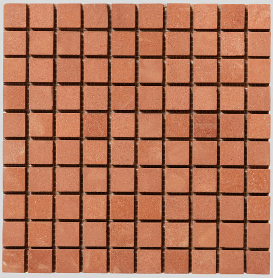 Galestra Mosaic Handmade Terracotta Tumbled Large Square Mesh Backed 27x27mm