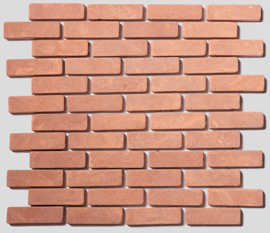Galestra Mosaic Handmade Terracotta Tumbled Brickbond Mesh Backed 20x70mm