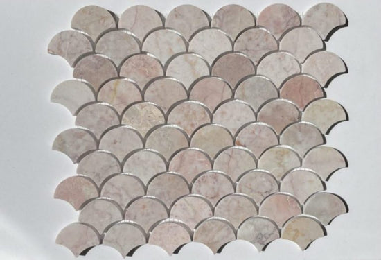 Alpine Pink Honed Marble Scallop Mosaic