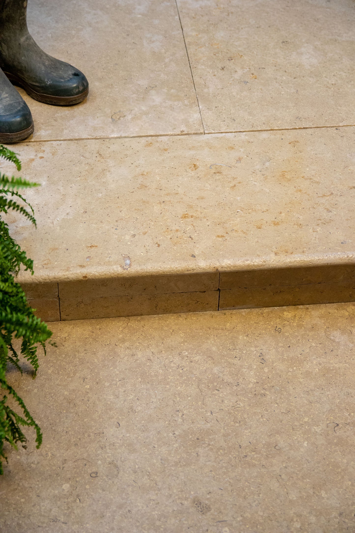 Selborne Limestone Bullnose Step Tumbled & Etched Finish