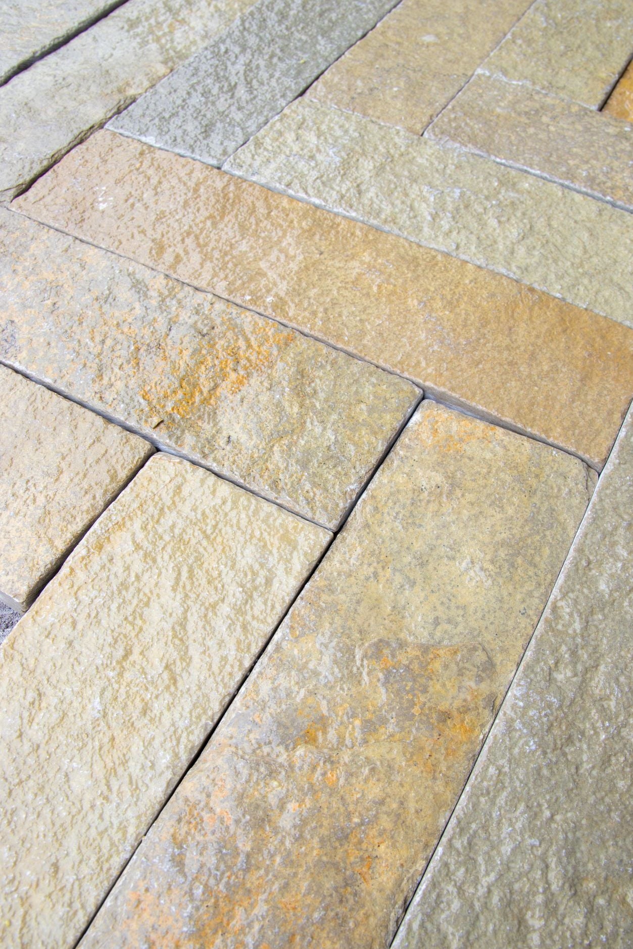 Elkstone Yellow Tumbled Herringbone