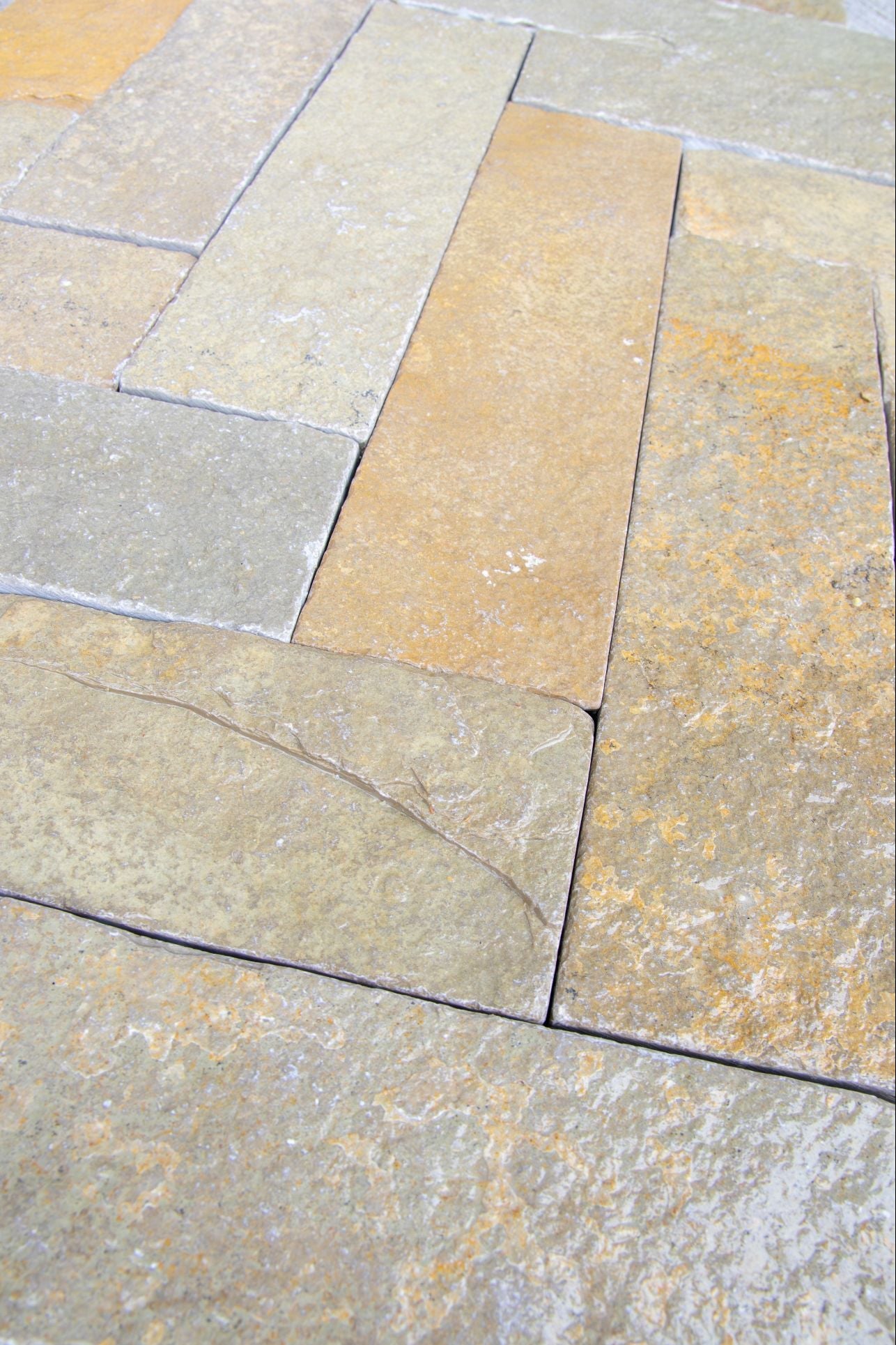 Elkstone Yellow Tumbled Herringbone