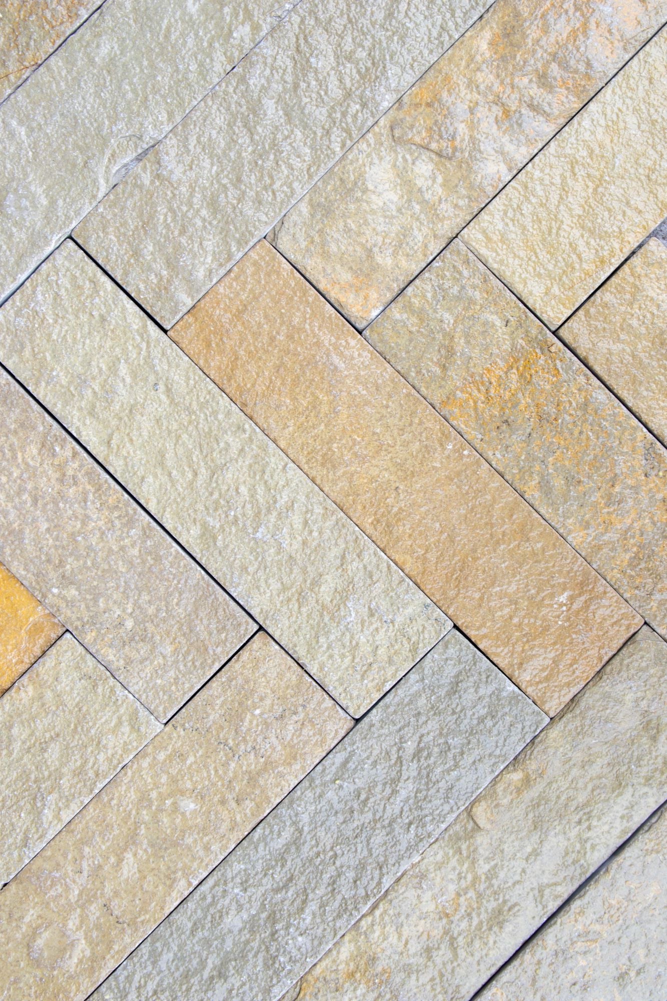 Elkstone Yellow Tumbled Herringbone