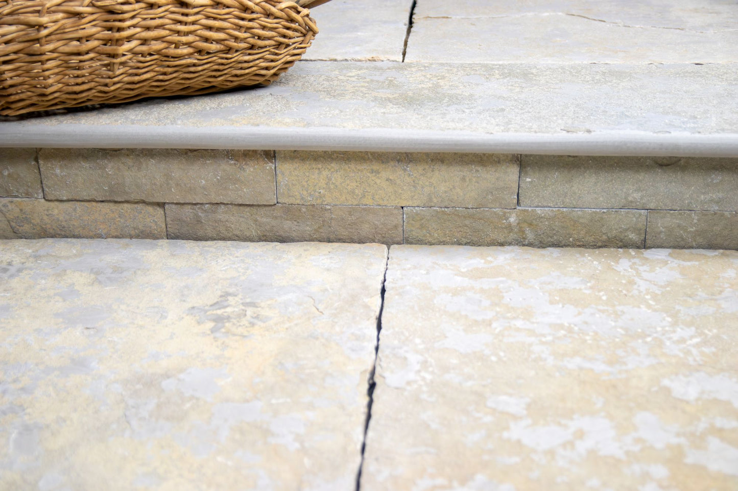 Elkstone Yellow Worn & Tumbled Bullnose Step With Drainage Groove