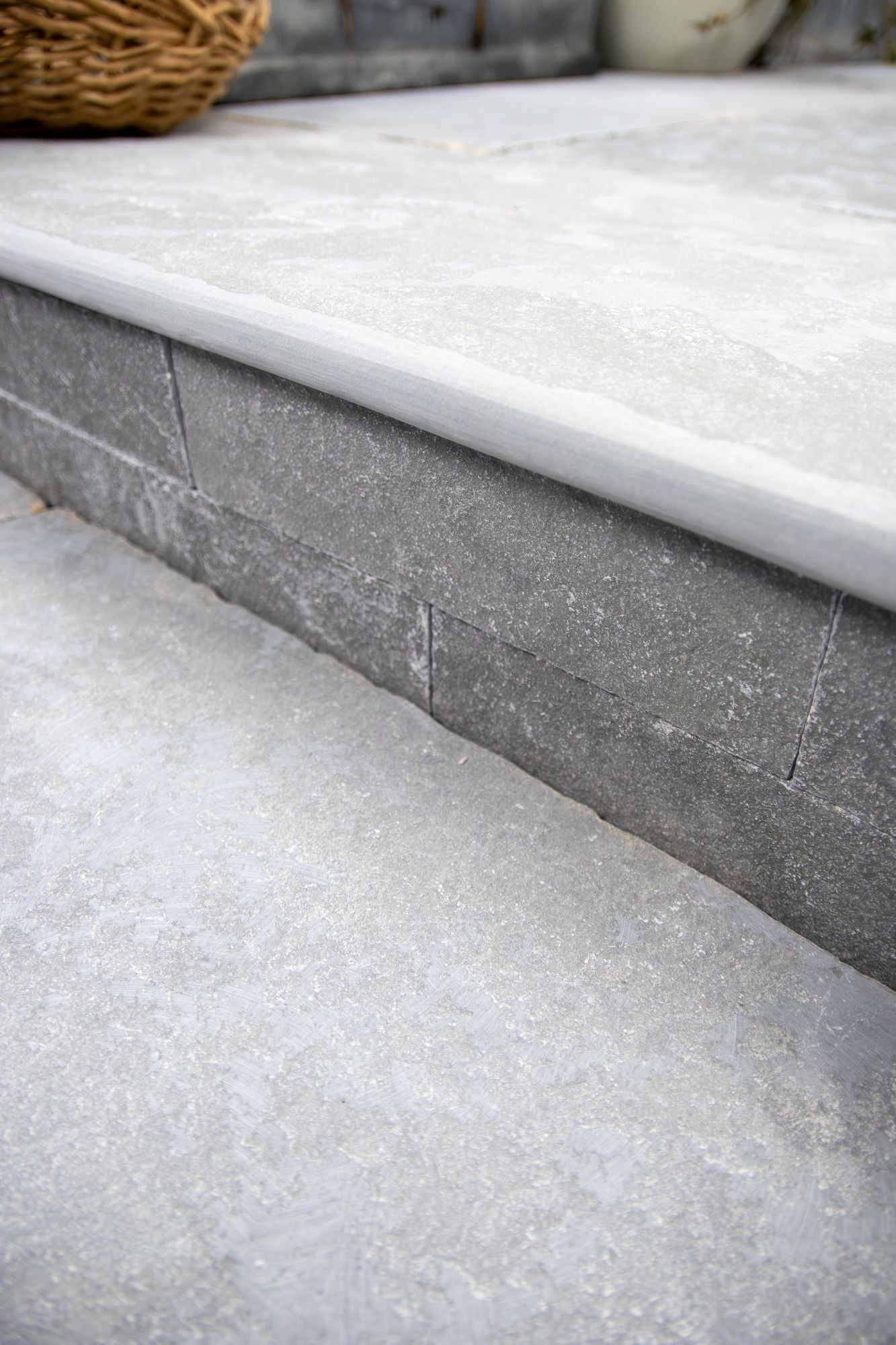 Elkstone Grey Worn & Tumbled Bullnose Step With Drainage Groove