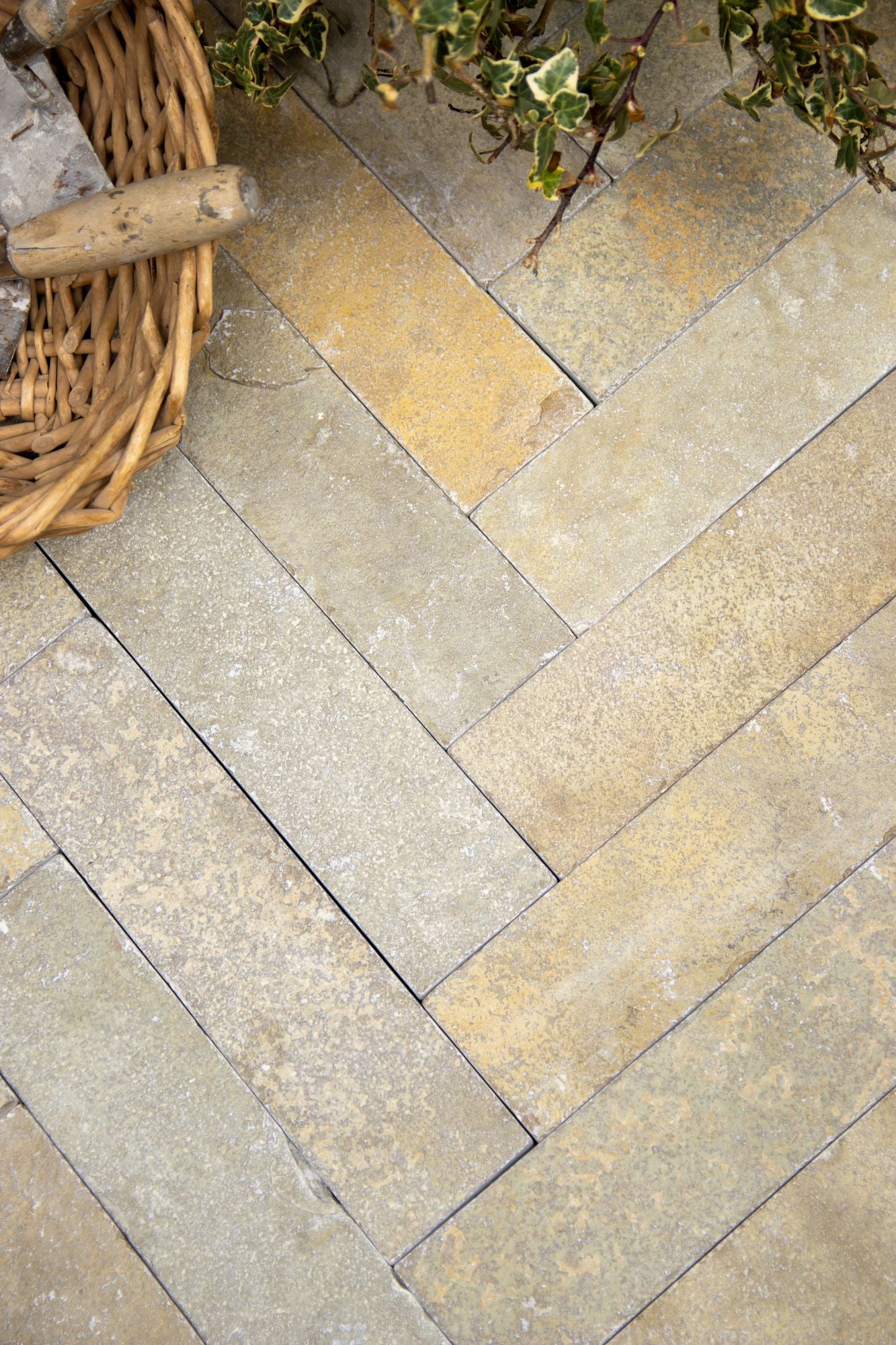 Elkstone Yellow Tumbled Herringbone