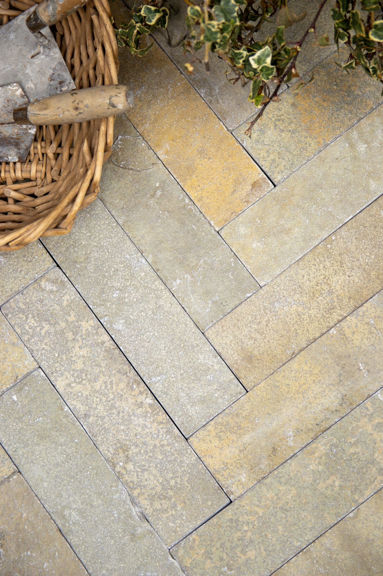 Elkstone Yellow Tumbled Herringbone