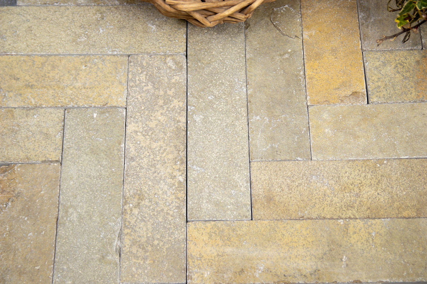 Elkstone Yellow Tumbled Herringbone