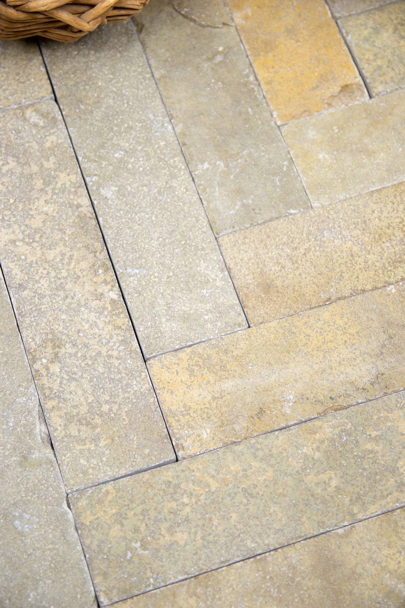 Elkstone Yellow Tumbled Herringbone