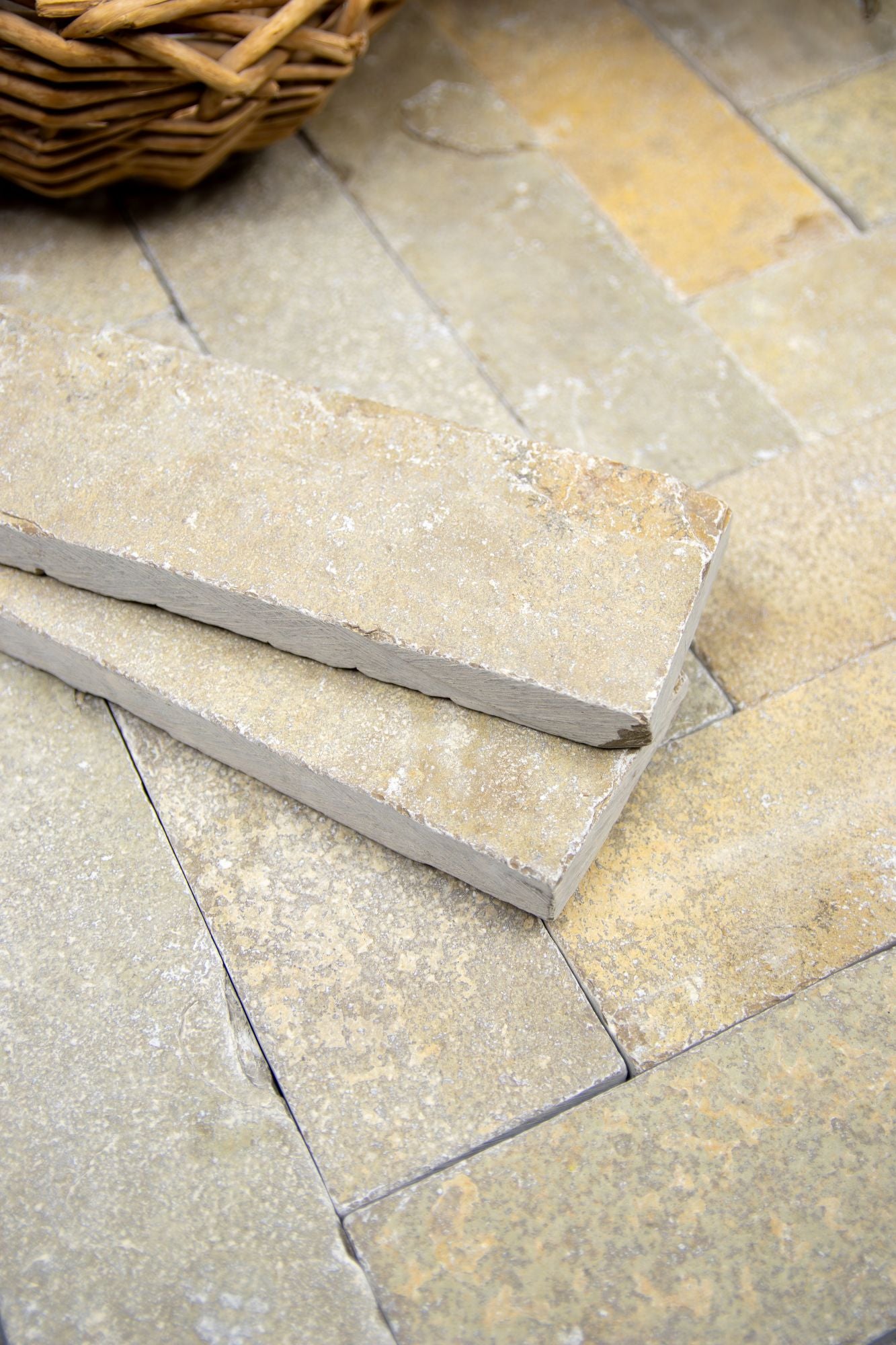 Elkstone Yellow Tumbled Herringbone