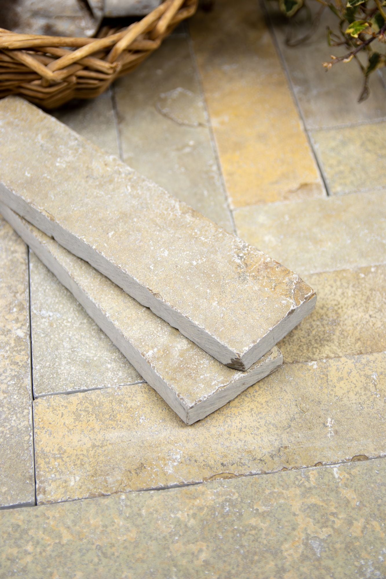 Elkstone Yellow Tumbled Herringbone