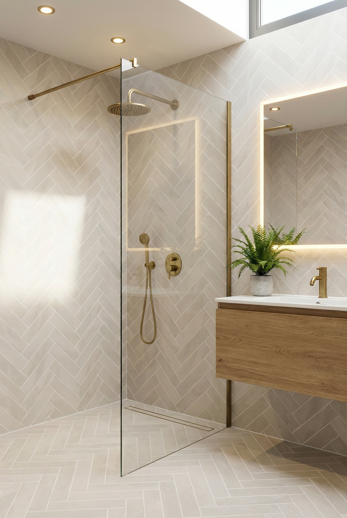 White Herringbone Porcelain Tile