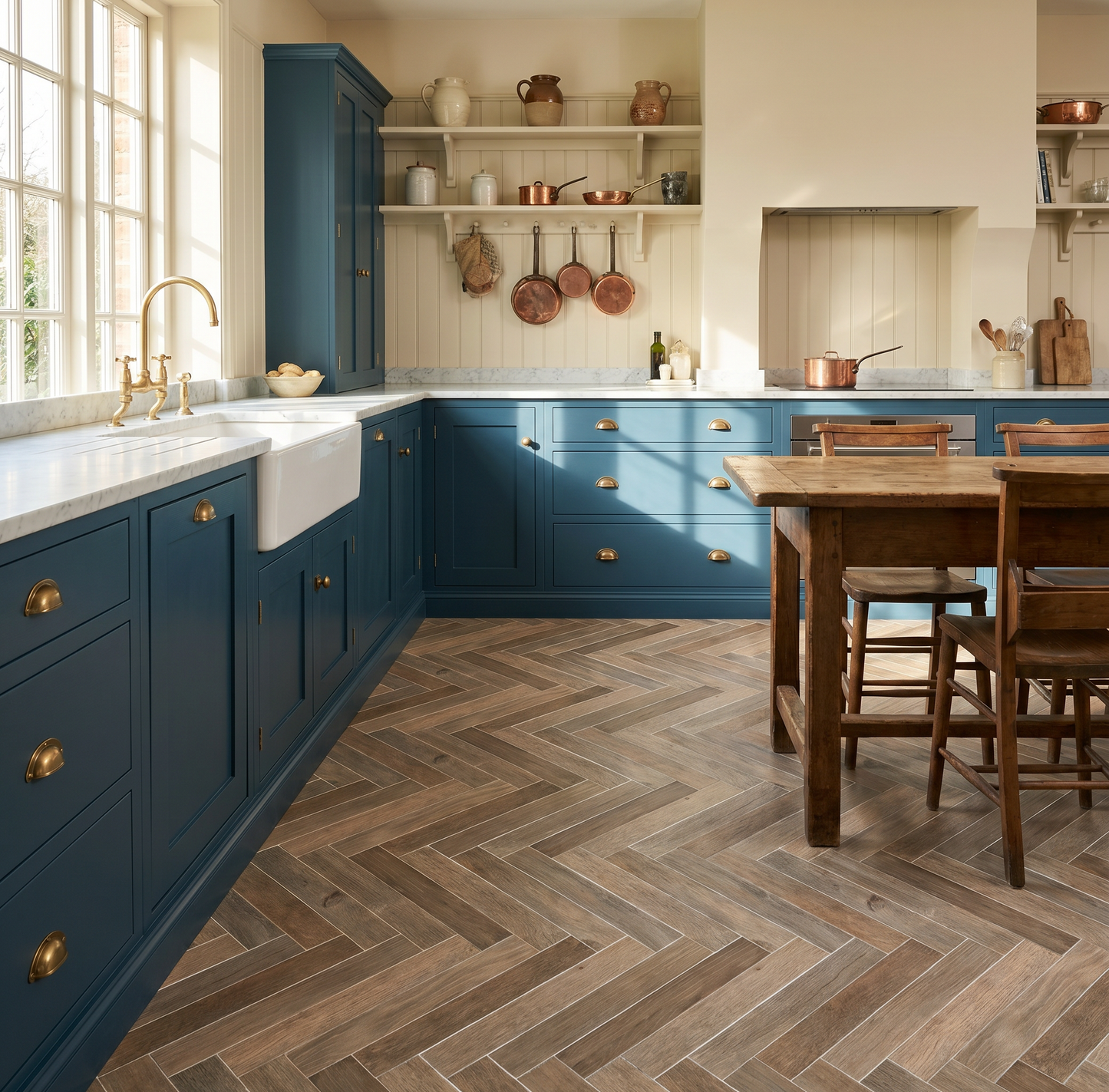 Ostuni Wood Brown Herringbone