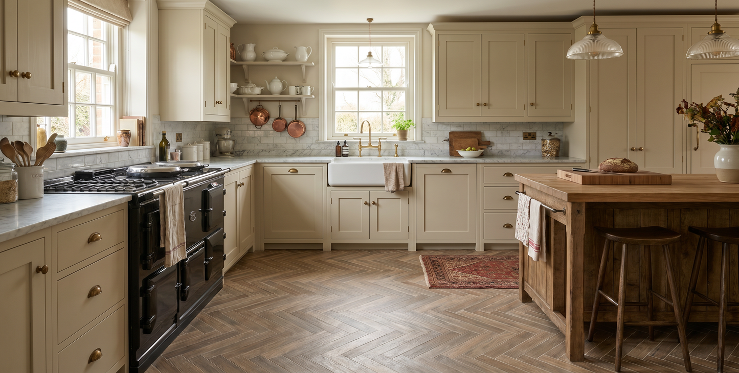 Ostuni Wood Brown Herringbone