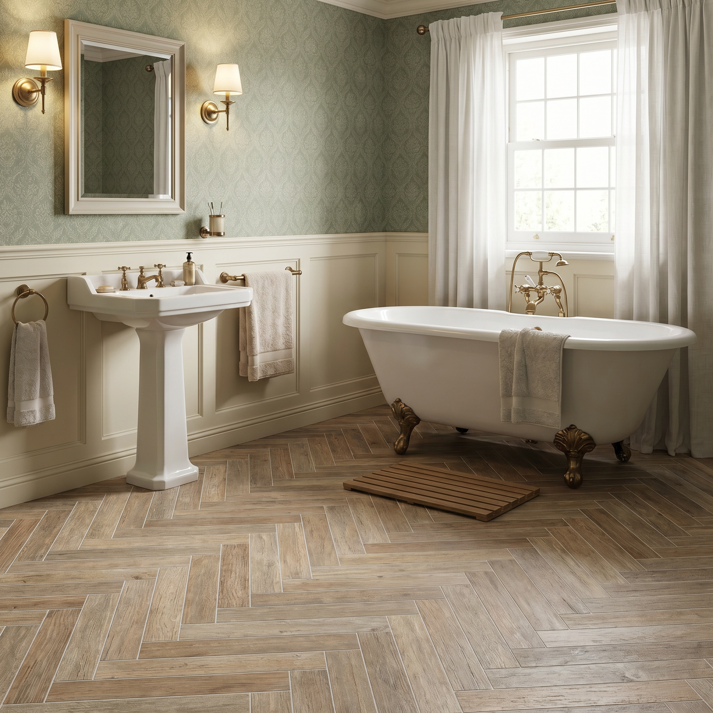 Ostuni Wood Walnut Herringbone