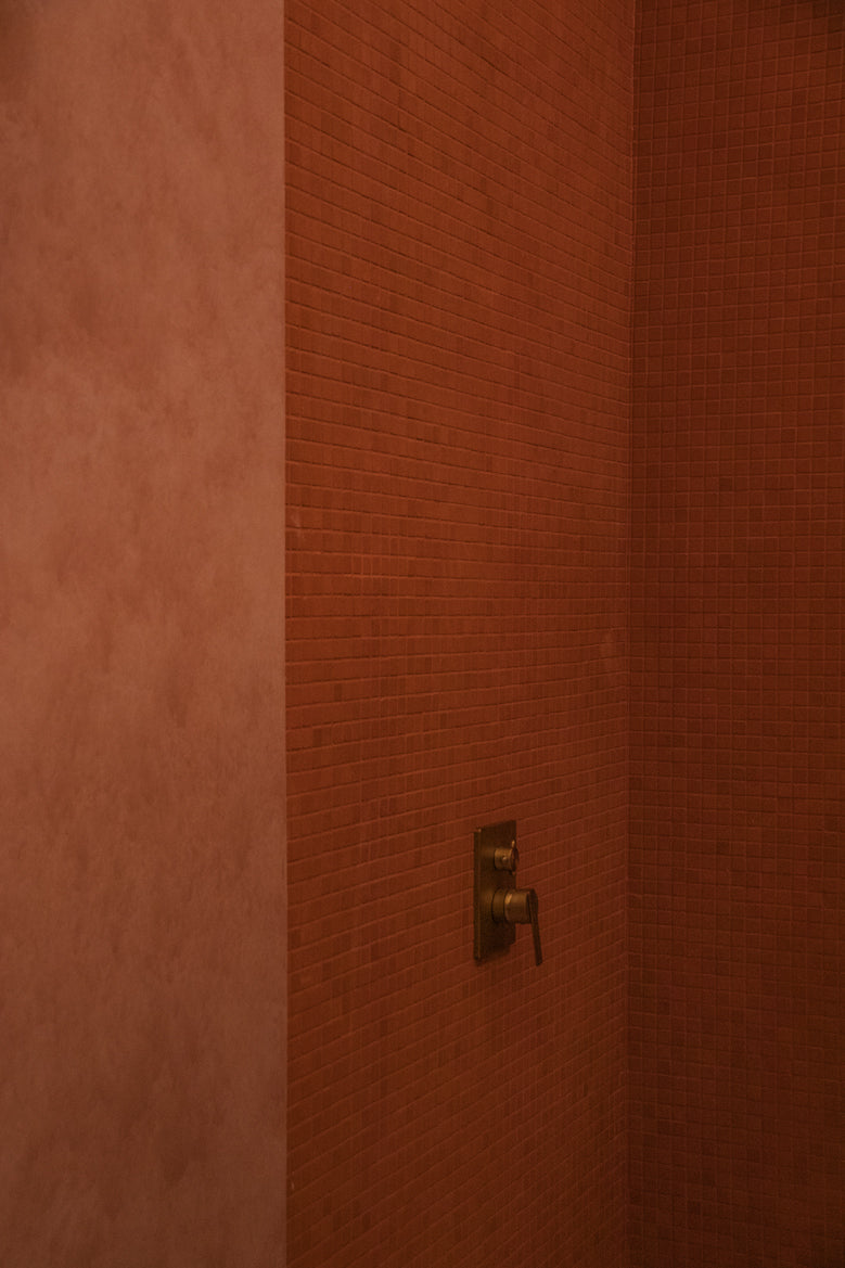 Galestra Mosaic Handmade Terracotta Tumbled Small Square Mesh Backed 20x20mm