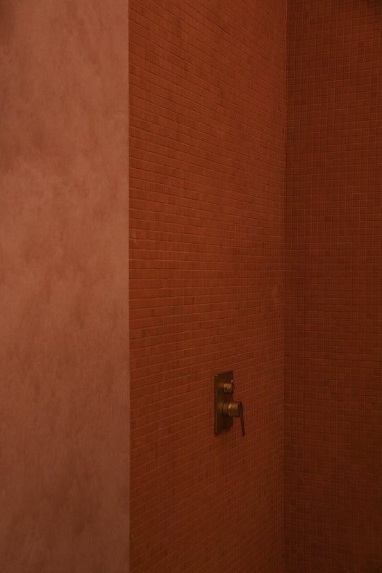 Galestra Mosaic Handmade Terracotta Tumbled Small Square Mesh Backed 20x20mm