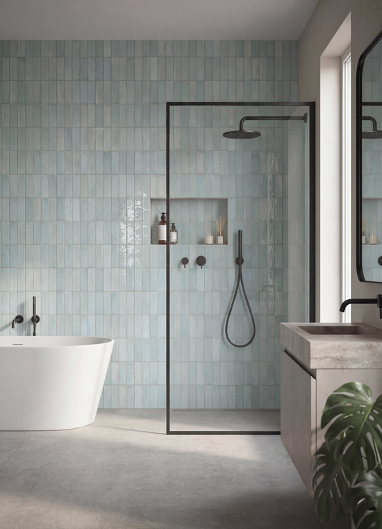 Seashell Sky - Blue Metro Effect Gloss Ceramic Tile – European Heritage