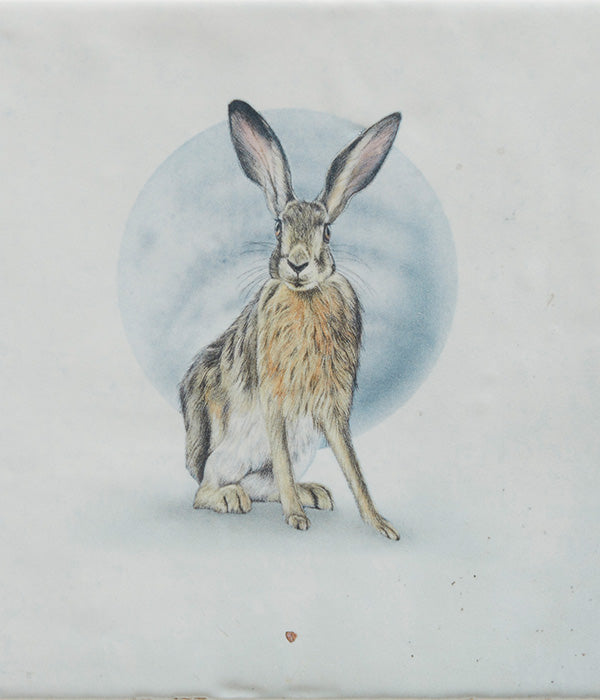Wiltshire Hares Ceramic Moon Backed by Joanna May