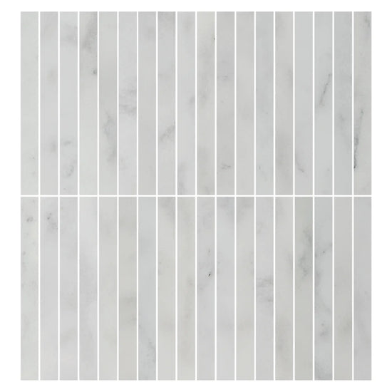 Carrara White Honed Marble Kit Kat Mosaic White Natural Stone Effect