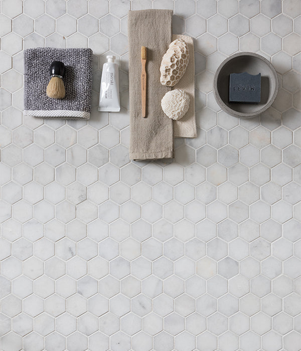 Load image into Gallery viewer, Long Island Marble Small Hexagon Mosaic
