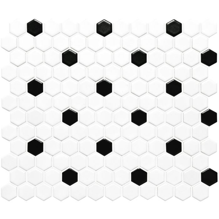Black And White Honeycomb Floor Mosaic